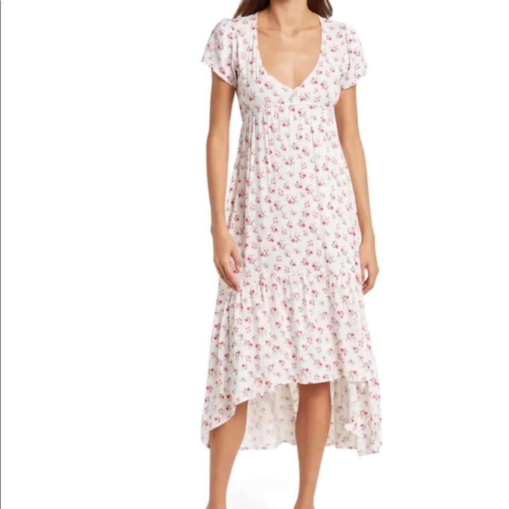 velvet torch ivory floral hi low dress